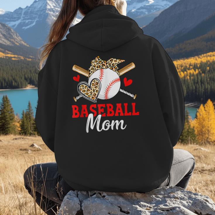 Baseball Mom Leopard Heart Mother's Day Girls Women Hoodie Back Print Baseball Mom Leopard Heart Mother's Day Girls Women Hoodie Back Print