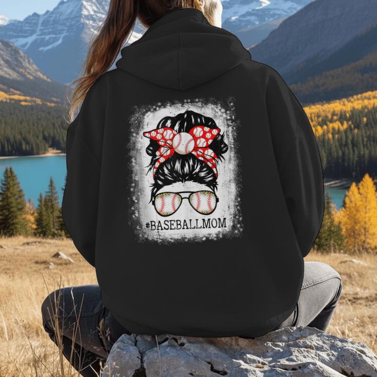 Baseball Mom Messy Bun Hair Player Mom Women Hoodie Back Print Baseball Mom Messy Bun Hair Player Mom Women Hoodie Back Print