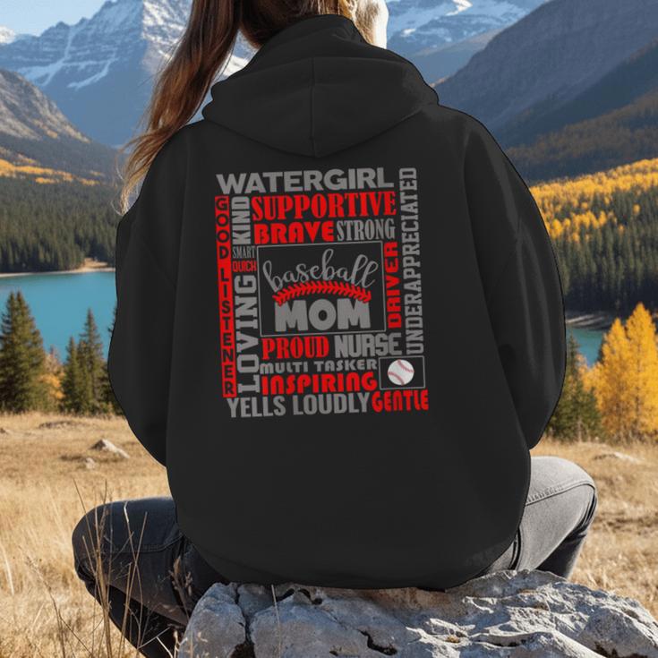 Baseball Mom Traits For Great Mothers Grey And Red Women Hoodie Back Print Baseball Mom Traits For Great Mothers Grey And Red Women Hoodie Back Print