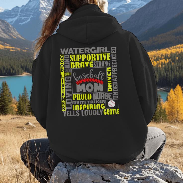 Baseball Mom Traits For Great Mothers Grey And Yellow Women Hoodie Back Print Baseball Mom Traits For Great Mothers Grey And Yellow Women Hoodie Back Print