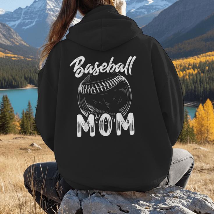 Baseball Mom For Women Family Matching Players Team Mommy Women Hoodie Back Print