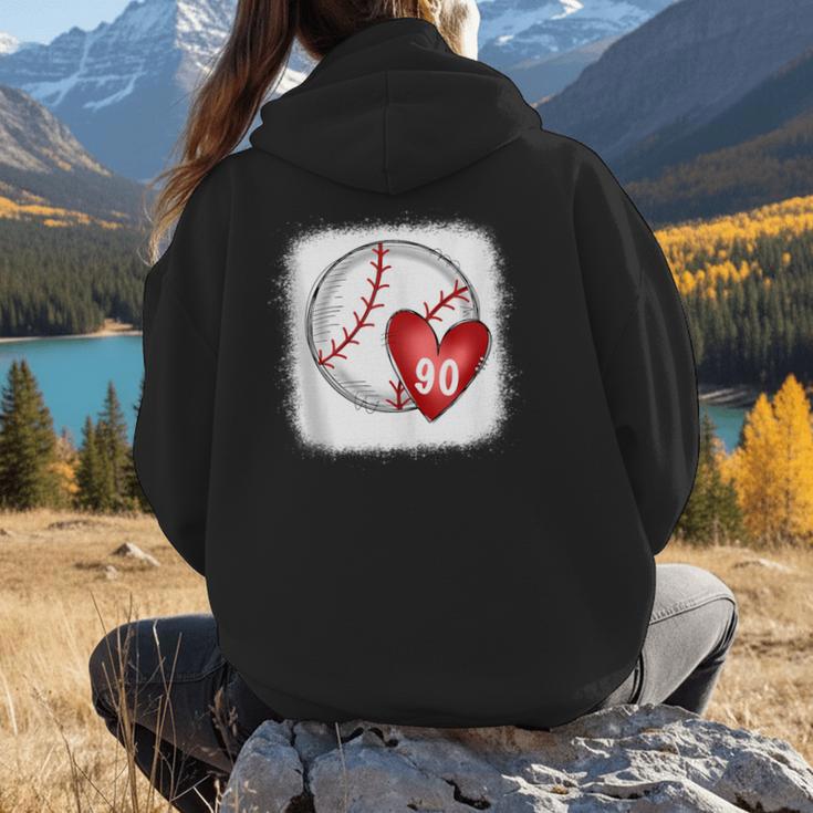 Bleached Custom Baseball Mom Number 90 Heart For Mom Women Hoodie Back Print Bleached Custom Baseball Mom Number 90 Heart For Mom Women Hoodie Back Print