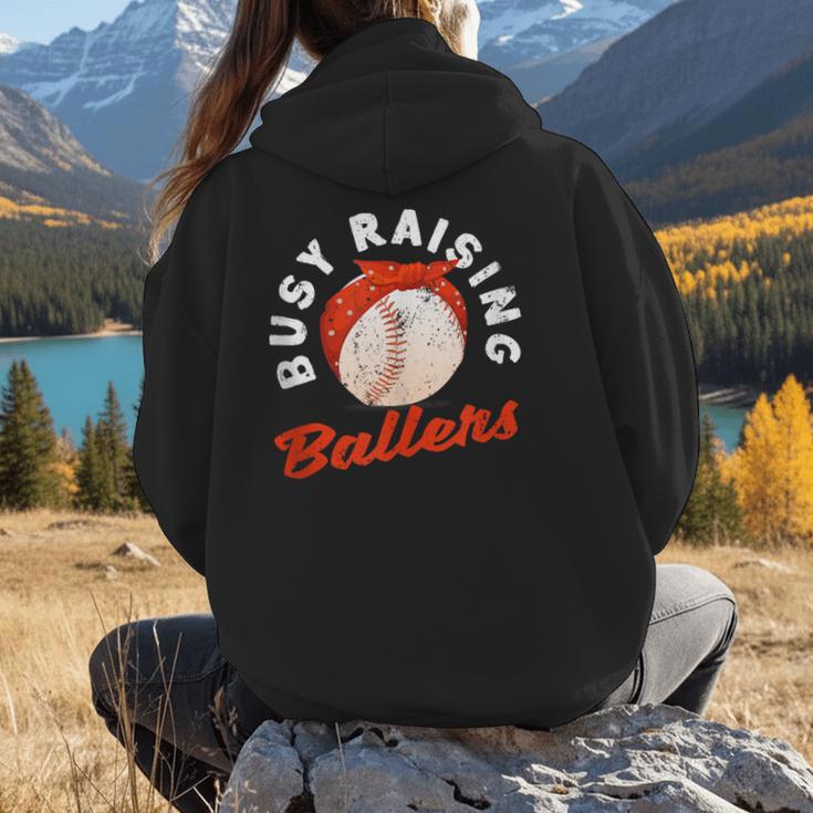 Busy Raising Ballers Baseball Mom Sons Women Hoodie Back Print Busy Raising Ballers Baseball Mom Sons Women Hoodie Back Print