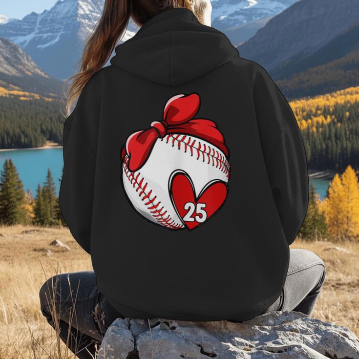 Custom Baseball Mom Number 25 Heart For Mom Mommy Women Hoodie Back Print