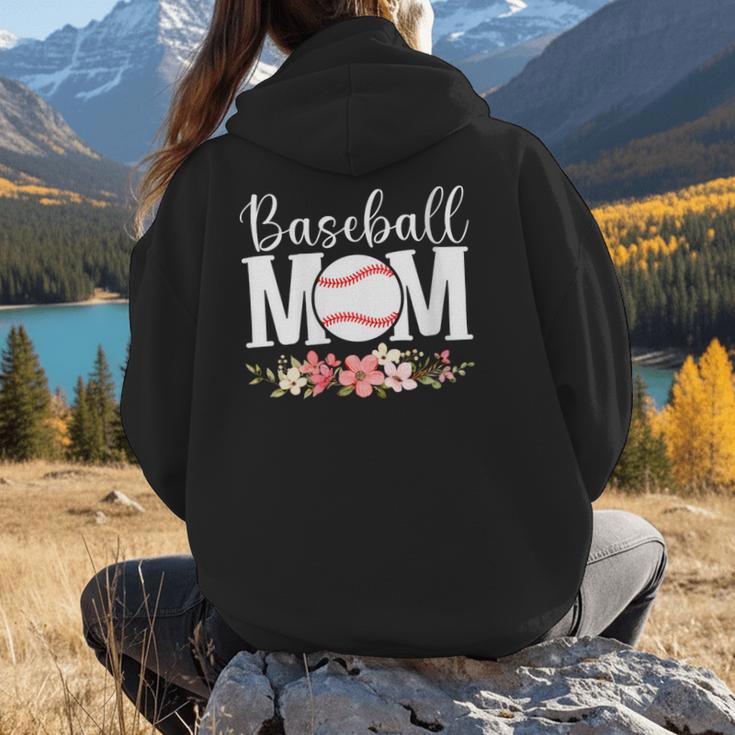 Floral Baseball Mom Mother's Day Cute Baseball Mama Mommy Women Hoodie Back Print Floral Baseball Mom Mother's Day Cute Baseball Mama Mommy Women Hoodie Back Print