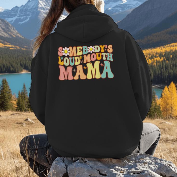 Groovy Somebody's Loud Mouth Mama Baseball Mom Mother's Day Women Hoodie Back Print