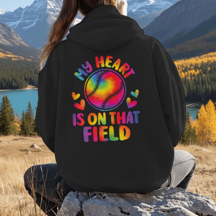My Heart Is On That Field Cute Baseball Mom Women Women Hoodie Back Print