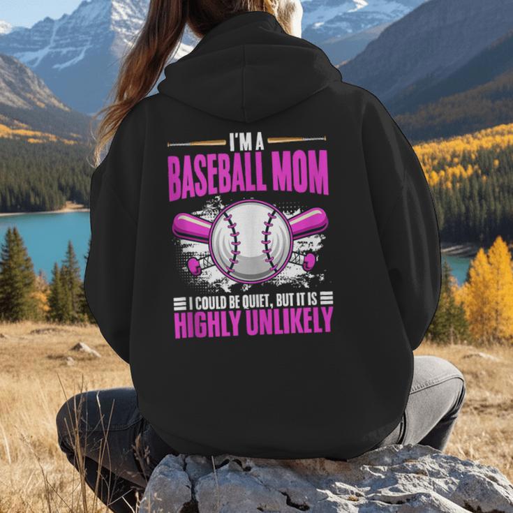 I'm A Baseball Mom Baseball Pitcher Catcher Baseball Player Women Hoodie Back Print
