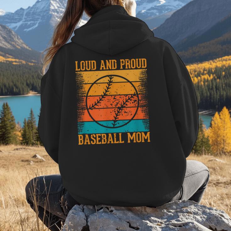 Loud And Proud Baseball Mom Vibrant Colorful Stripe Women Hoodie Back Print Loud And Proud Baseball Mom Vibrant Colorful Stripe Women Hoodie Back Print