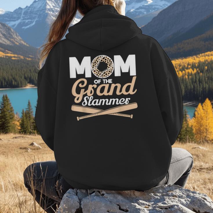 Mom Of The Grand Slammer Leopard Baseball Mom Women Hoodie Back Print