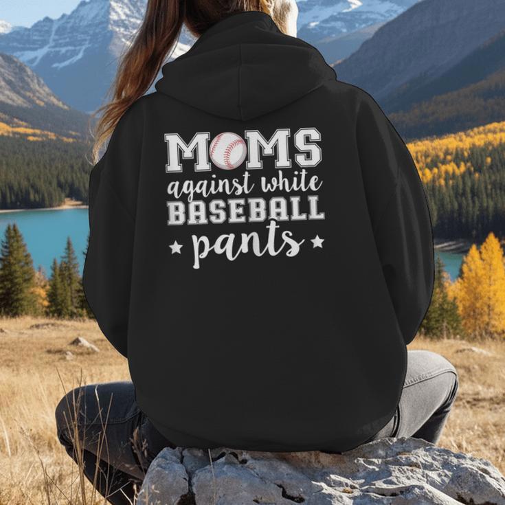 Moms Against White Baseball Pants For Baseball Moms Women Hoodie Back Print