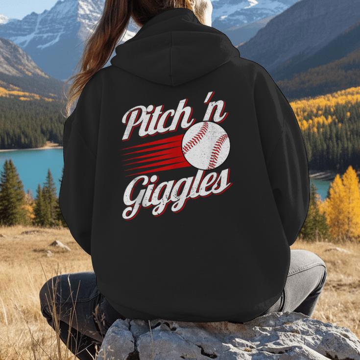 Pitch 'n Giggles Baseball Player Women Baseball Mom Women Hoodie Back Print Pitch 'n Giggles Baseball Player Women Baseball Mom Women Hoodie Back Print