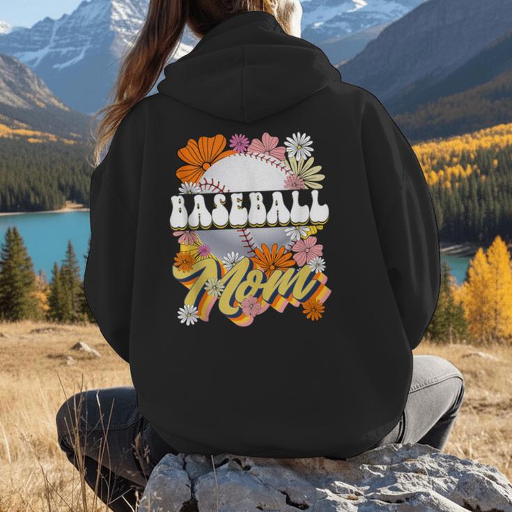 Retro Groovy Baseball Mom Family Matching Women Women Hoodie Back Print Retro Groovy Baseball Mom Family Matching Women Women Hoodie Back Print