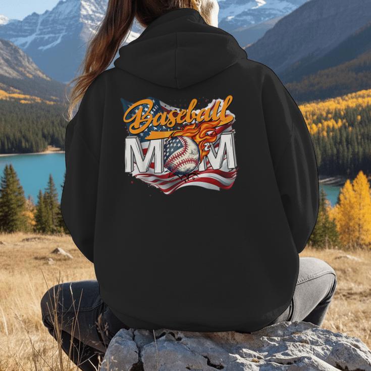 Vintage American Flag Baseball Mom Patriotic 4th July Women Hoodie Back Print Vintage American Flag Baseball Mom Patriotic 4th July Women Hoodie Back Print
