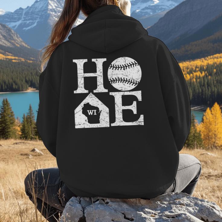 Vintage Baseball Home Wisconsin State Outline Baseball Mom Women Hoodie Back Print Vintage Baseball Home Wisconsin State Outline Baseball Mom Women Hoodie Back Print