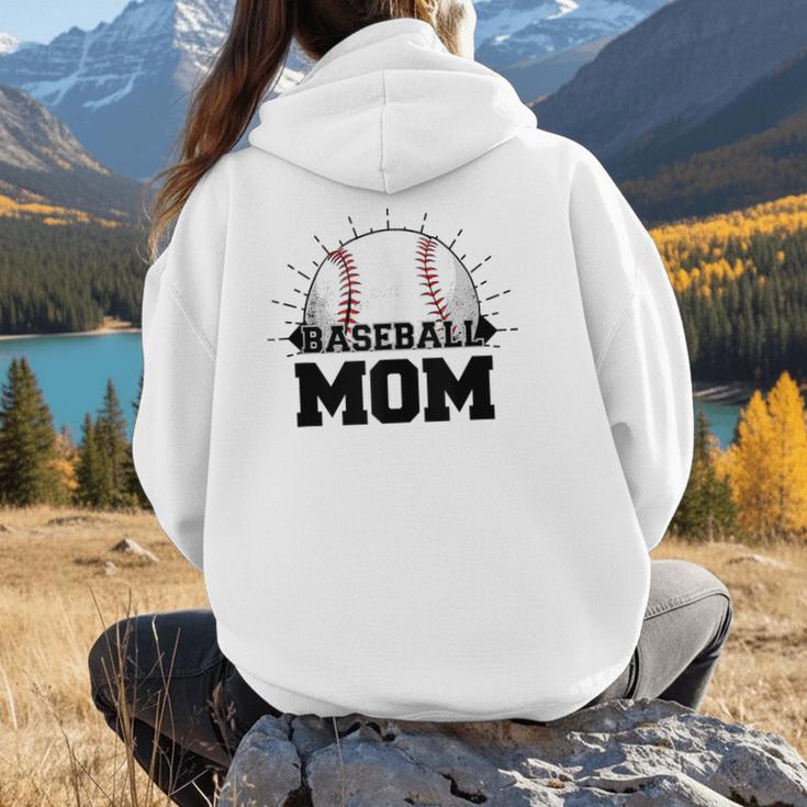 American Flag Patriotic Game Day Baseball Mom Women Hoodie Back Print