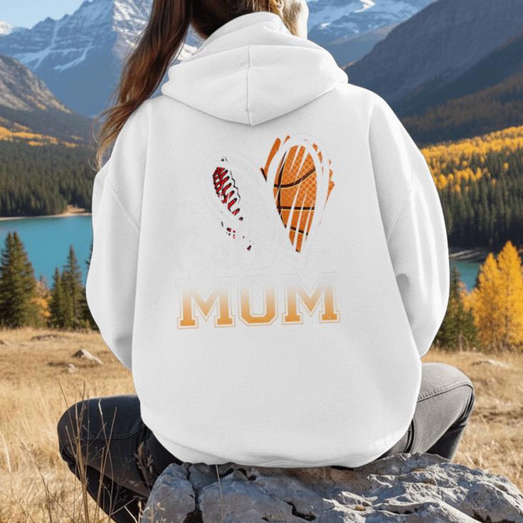 Ball Mom Heart Basketball Baseball Mom Premium Women Hoodie Back Print Ball Mom Heart Basketball Baseball Mom Premium Women Hoodie Back Print