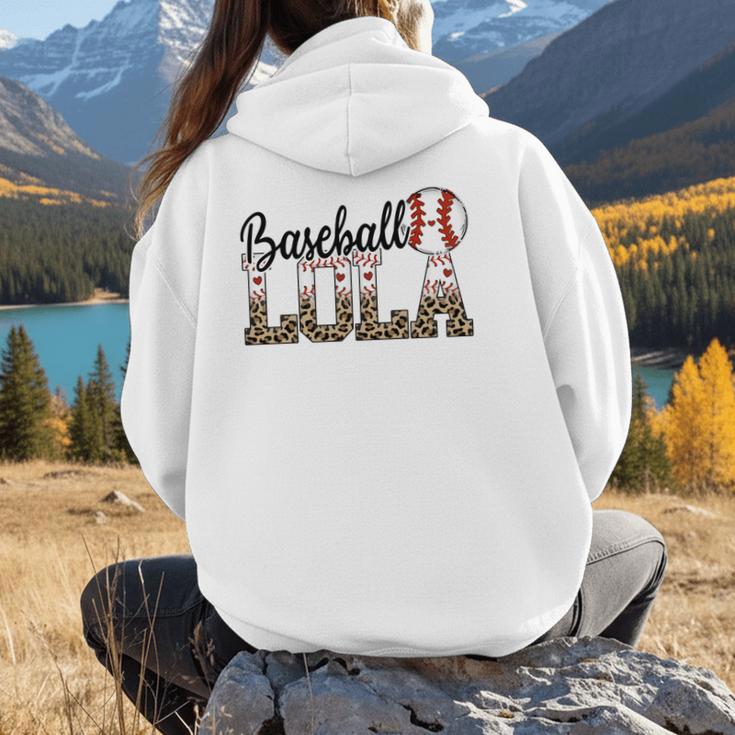 Baseball Lola Women BallPark Lola Baseball Mom Mother's Day Women Hoodie Back Print