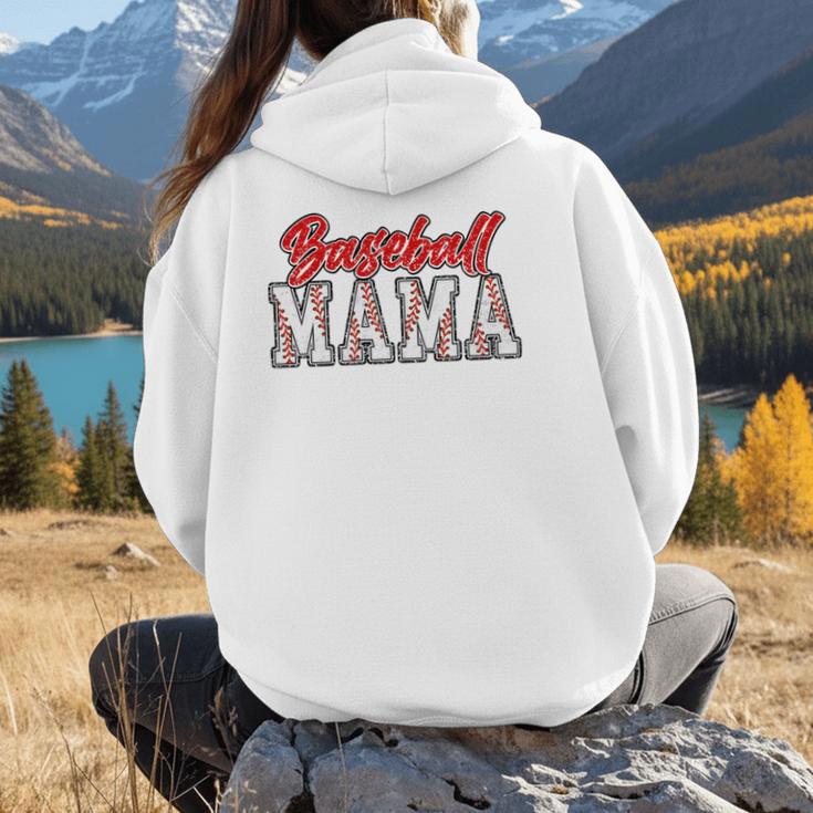 Baseball Mama Retro Groovy Baseball Mom Women Mother's Day Women Hoodie Back Print