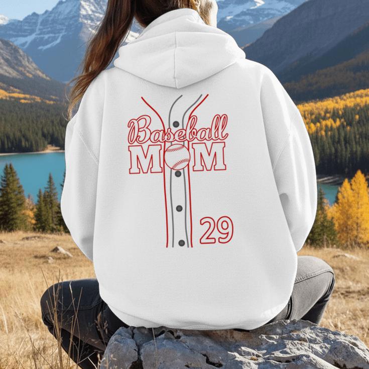 Baseball Mom 29 Number 29 Jersey Team Numbered Jersey Women Hoodie Back Print