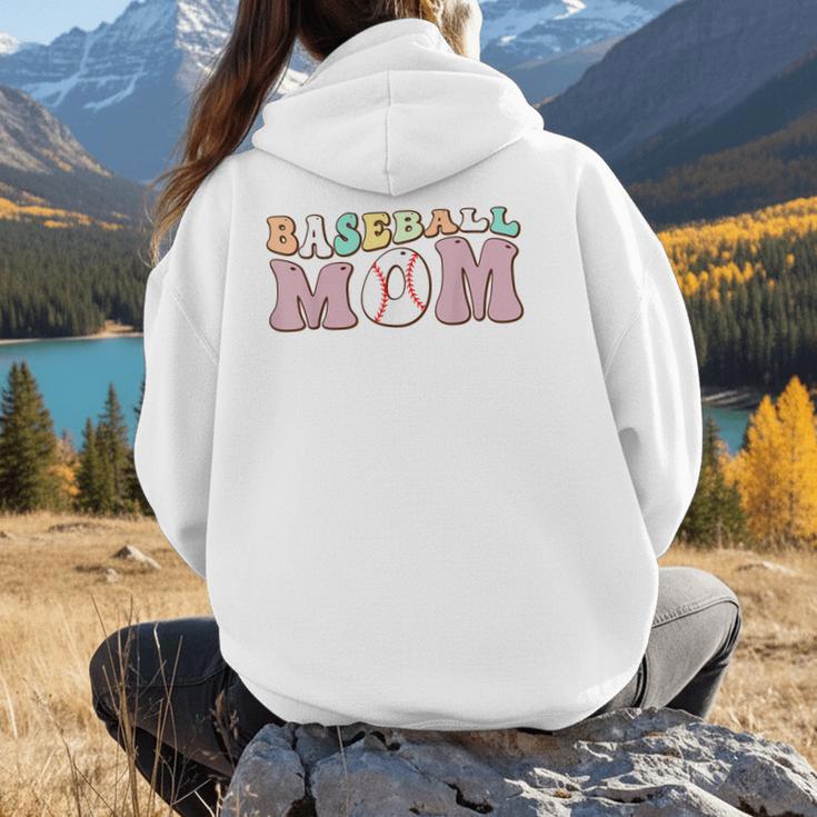 Baseball Mom Groovy Game Day Women Hoodie Back Print Baseball Mom Groovy Game Day Women Hoodie Back Print
