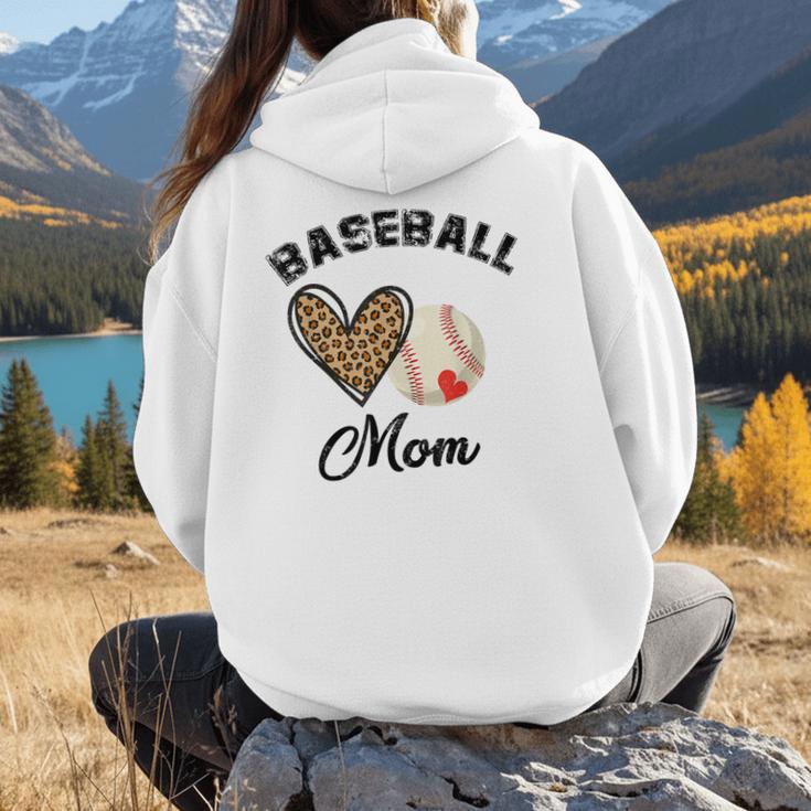 Baseball Mom Leopard Heart Baseball Player Kids Women Hoodie Back Print Baseball Mom Leopard Heart Baseball Player Kids Women Hoodie Back Print