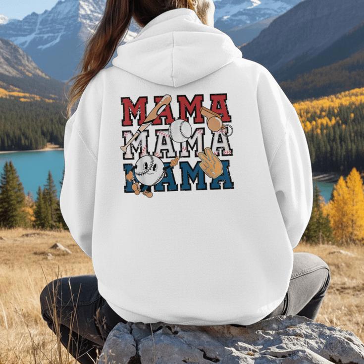 Baseball Mom Baseball Mama Game Day School Sport Women Hoodie Back Print
