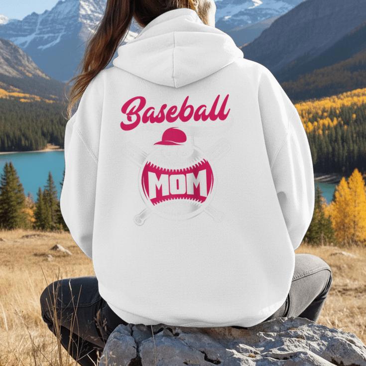 Baseball Mom Raglan Baseball Tee Women Hoodie Back Print
