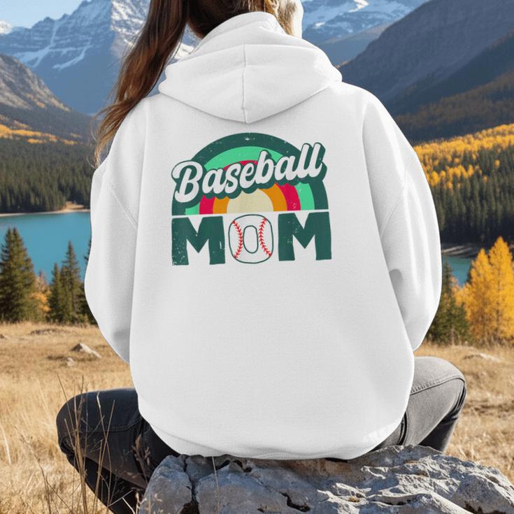 Baseball Mom Rainbow Game Day Women Hoodie Back Print