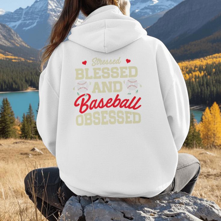 Baseball Mom Stressed Blessed And Baseball Obsessed Premium Women Hoodie Back Print Baseball Mom Stressed Blessed And Baseball Obsessed Premium Women Hoodie Back Print
