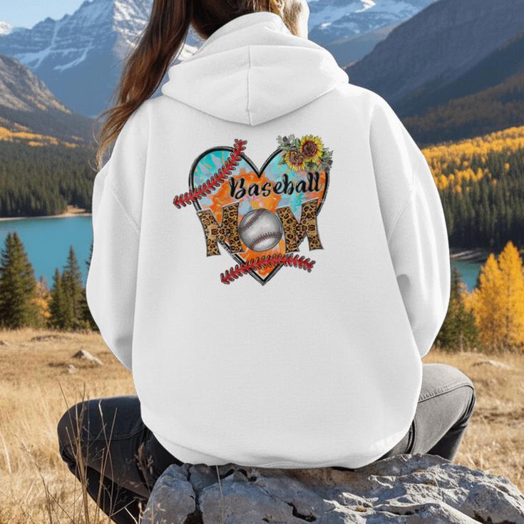 Baseball Mom Valentine Leopard Heart Softball Mother's Day Women Hoodie Back Print Baseball Mom Valentine Leopard Heart Softball Mother's Day Women Hoodie Back Print