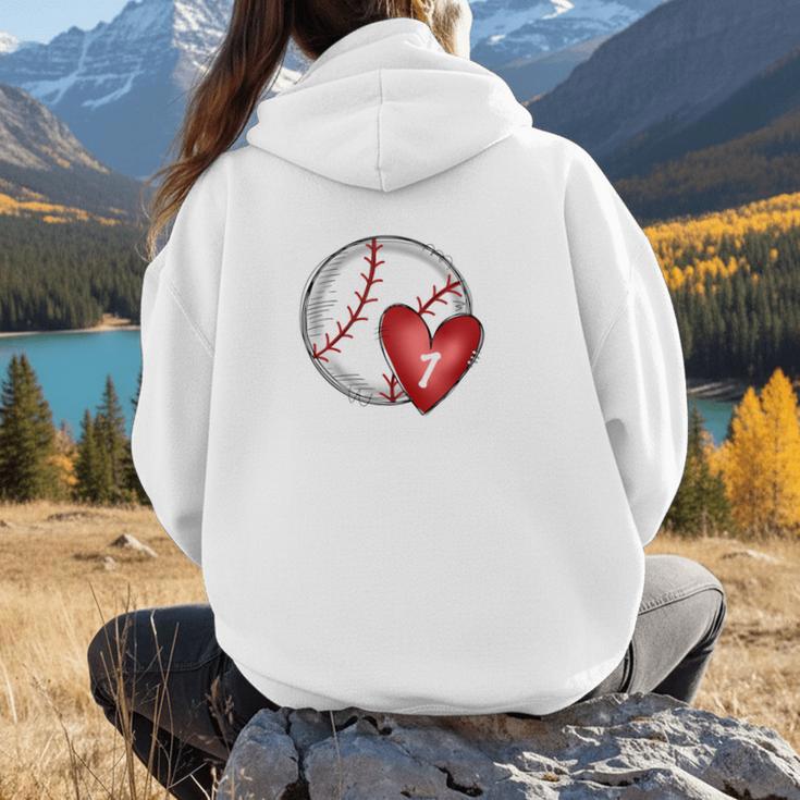 Bleached Custom Baseball Mom Number 7 Heart For Mom Women Hoodie Back Print Bleached Custom Baseball Mom Number 7 Heart For Mom Women Hoodie Back Print