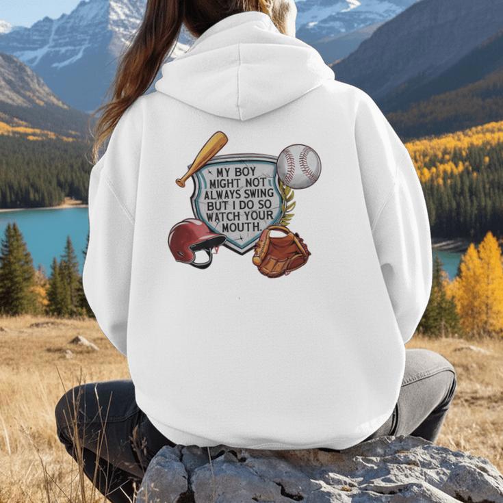 My Boy Might Not Always Swing Baseball Mom Premium Women Hoodie Back Print My Boy Might Not Always Swing Baseball Mom Premium Women Hoodie Back Print