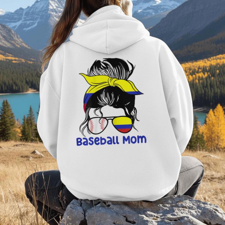 Colombia Baseball Mom Messy Bun Women Hoodie Back Print Colombia Baseball Mom Messy Bun Women Hoodie Back Print