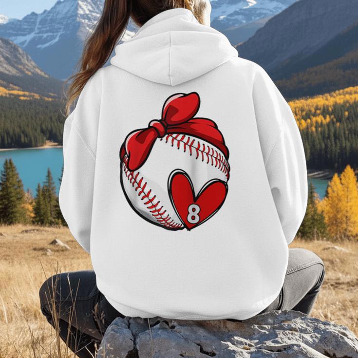 Custom Baseball Mom Number 8 Heart For Mom Mommy Raglan Baseball Tee Women Hoodie Back Print