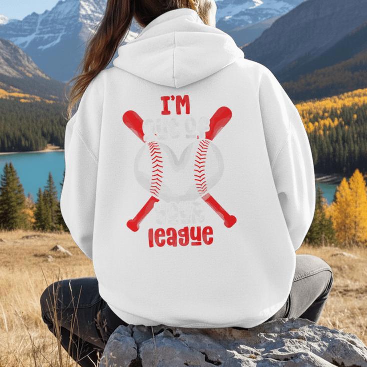 Cute Baseball Mom Out Of Your League Mommy Sports Players Premium Women Hoodie Back Print