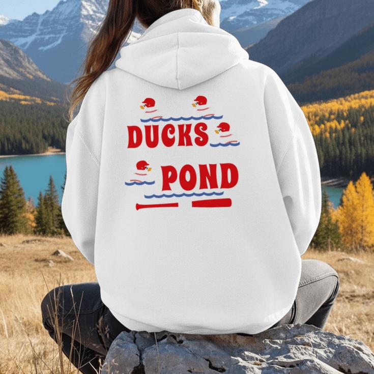 Cute Ducks On The Pond Cute Baseball Mom T-Shirt Women Hoodie Back Print