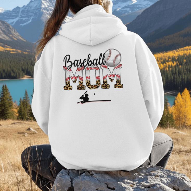 Leopard Baseball Mom Mama Mommy Sport Women Hoodie Back Print