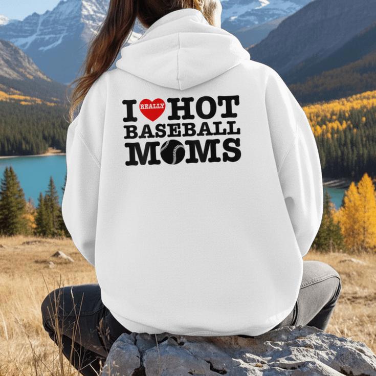 I Love Hot Baseball Moms Heart Sport Fan For Women Men Women Hoodie Back Print