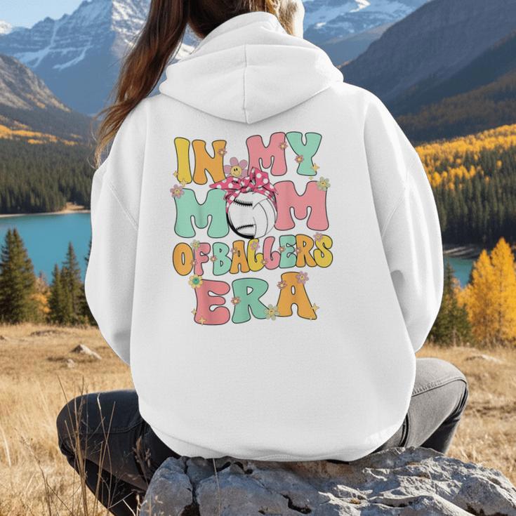 In My Mom Of Ballers Era Groovy Volleyball Baseball Mom Cute Women Hoodie Back Print