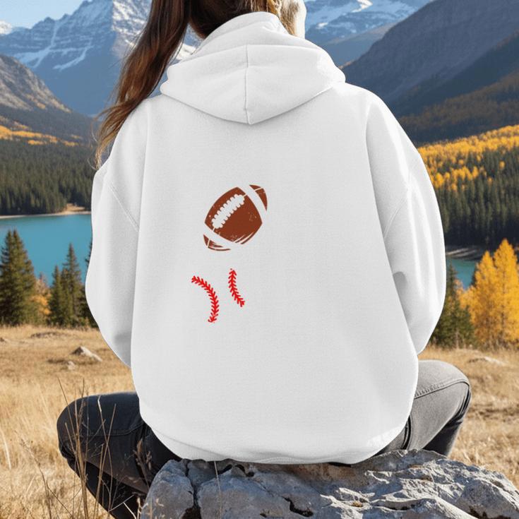 Mom Of Ballers USA Flag Football Baseball Mom Women Hoodie Back Print