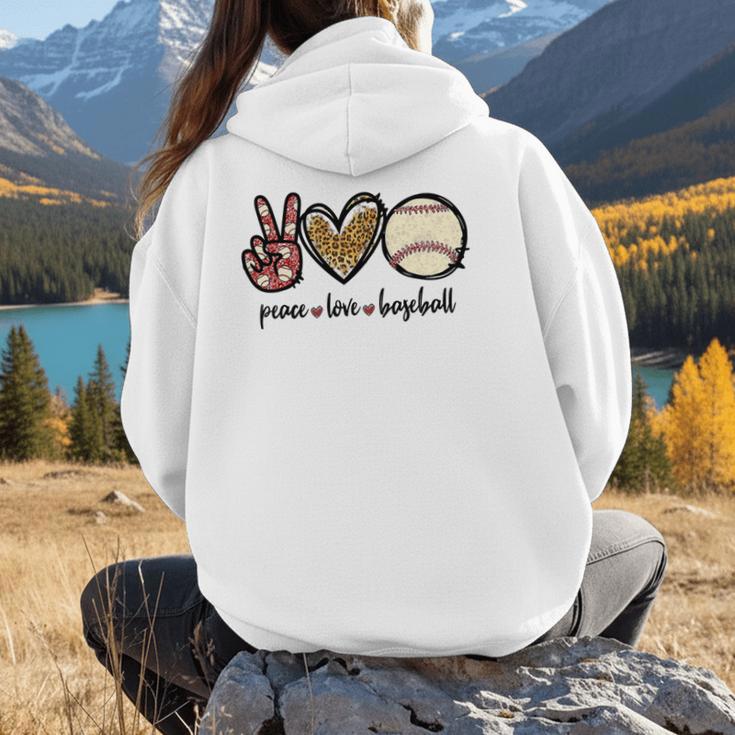 Peace Love Baseball Mom Leopard Print Cheetah Pattern Women Hoodie Back Print Peace Love Baseball Mom Leopard Print Cheetah Pattern Women Hoodie Back Print