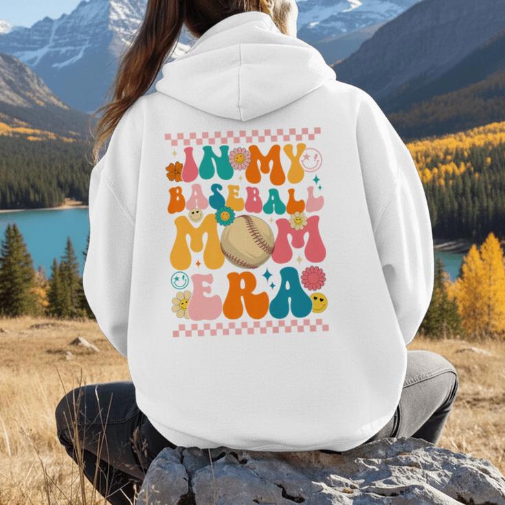 Retro Groovy In My Baseball Mom Era Happy Women Premium Women Hoodie Back Print