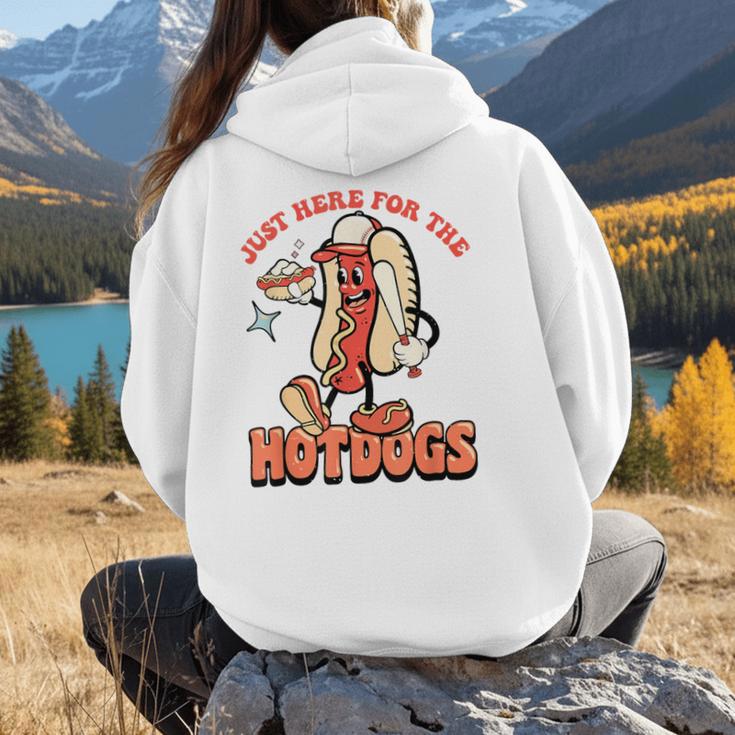 Retro Just Here For The Hotdogs Baseball Mom Sport Lover Women Hoodie Back Print Retro Just Here For The Hotdogs Baseball Mom Sport Lover Women Hoodie Back Print