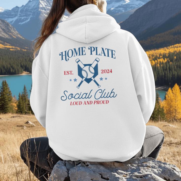 Spring 2024 Season Cute Baseball Mom Home Plate Social Club Women Hoodie Back Print Spring 2024 Season Cute Baseball Mom Home Plate Social Club Women Hoodie Back Print