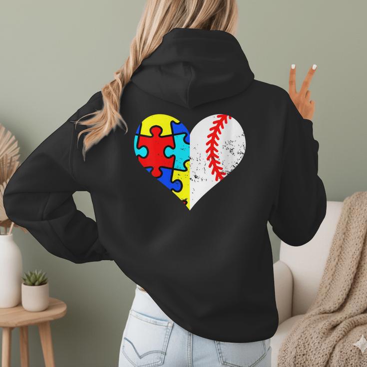 Autism Baseball Heart Autism Puzzle Baseball Mom Women Hoodie Back Print Autism Baseball Heart Autism Puzzle Baseball Mom Women Hoodie Back Print
