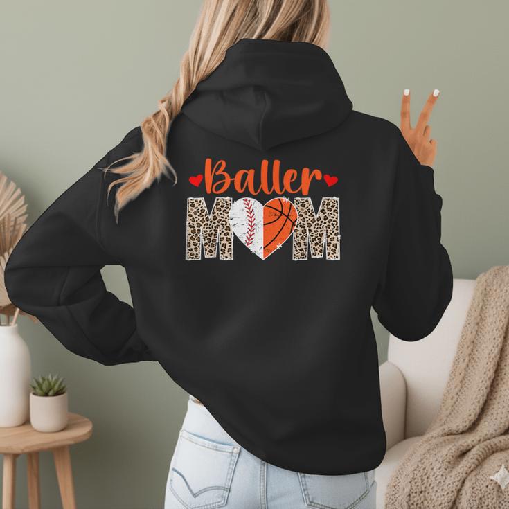 Baller Mom Leopard Basketball Baseball Mom Women Hoodie Back Print