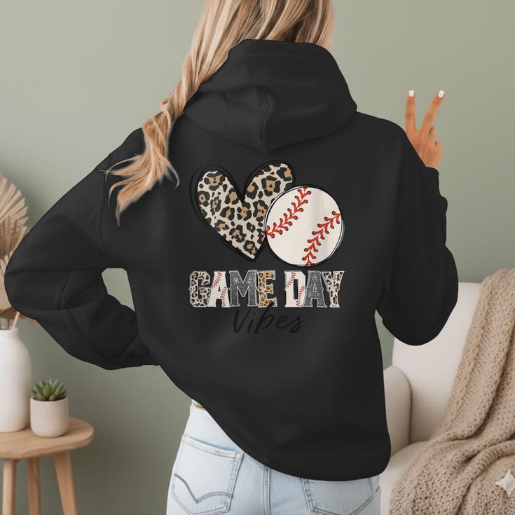 Baseball Game Day Vibes Baseball Mom Mama Leopard Cute Women Hoodie Back Print