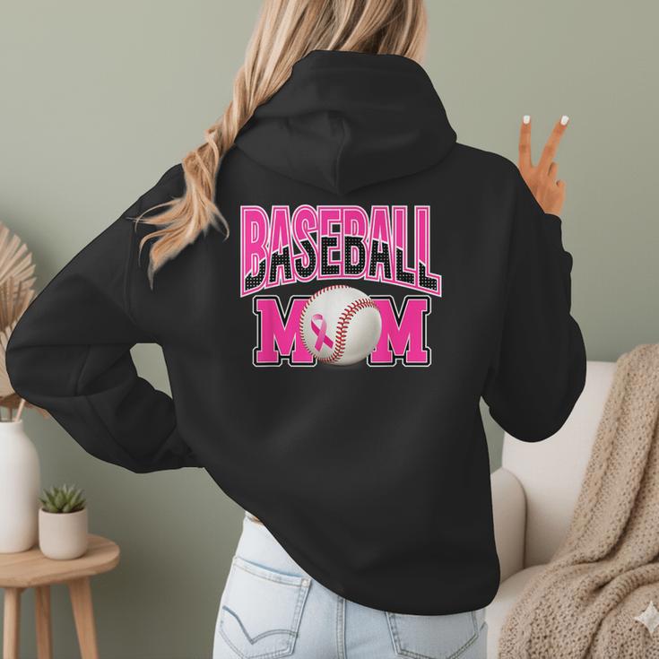 BASEBALL MOM BREAST CANCER RIBBON PINK SPORTS MOM Women Hoodie Back Print