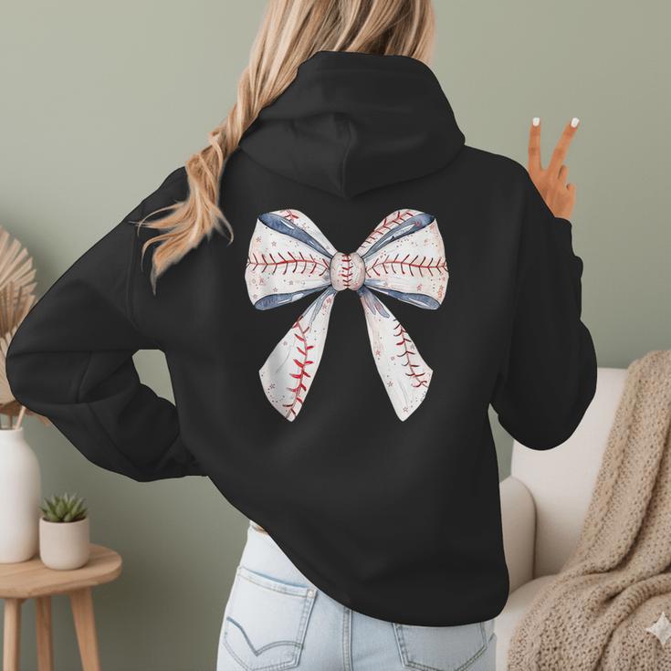 Baseball Mom Coquette Bow Baseball Mama Women Hoodie Back Print
